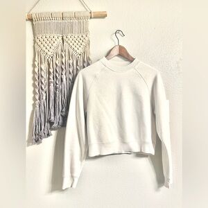 Fabletics-Cropped White Crewneck Sweatshirt-Size: Small